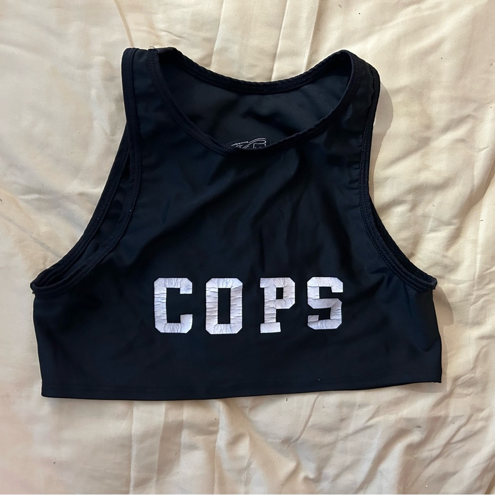 Forplay Halloween Costume Cops Tank Crop Top, Size S/M